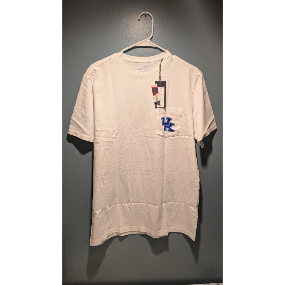 Vineyard Vines White Short Sleeve Pocket Tee with Blue UK Logo